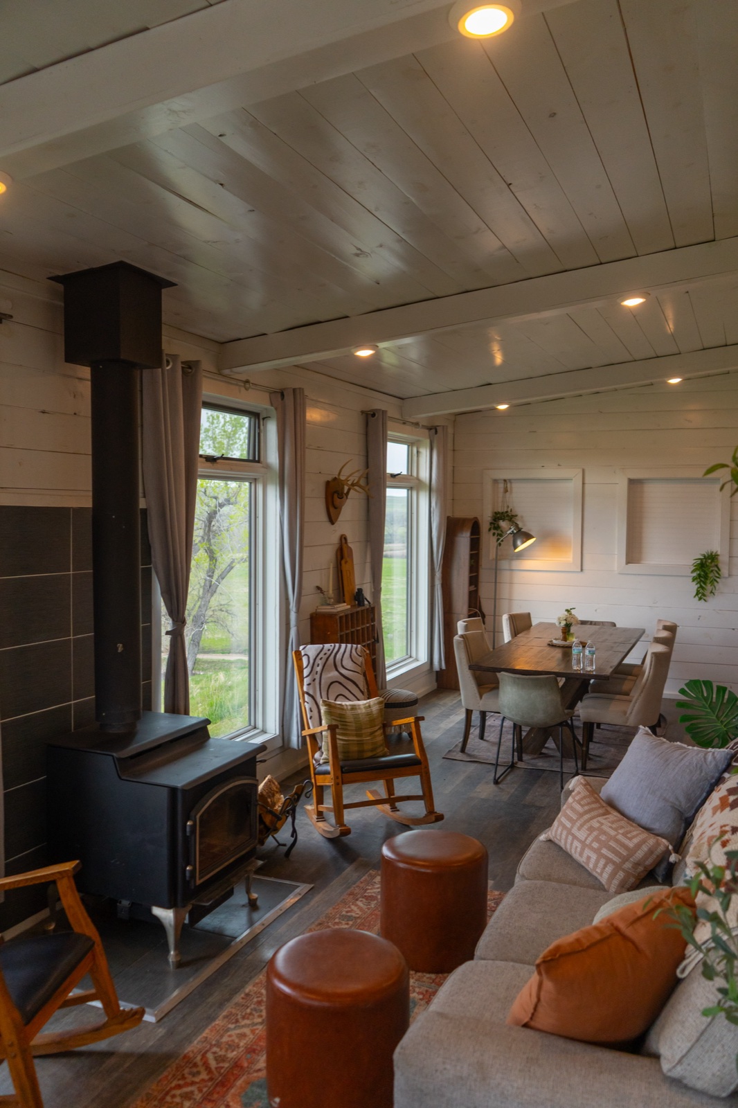 Cozy lodge interior at a Refuge Women's Trip
